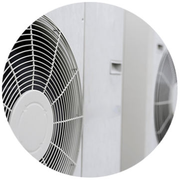 close up on exhuast fans of ductless HVAC units